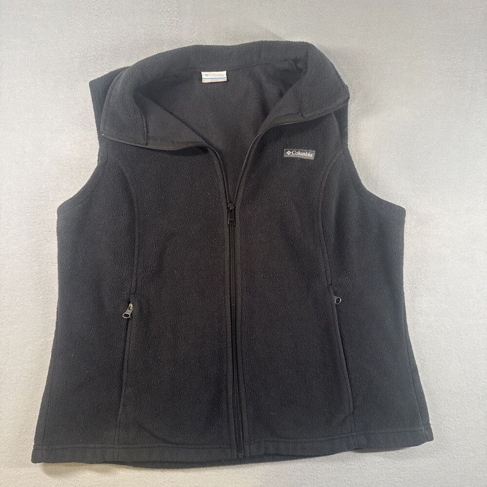 Columbia Womens Black Fleece Full Zip Vest Mock Neck XXL